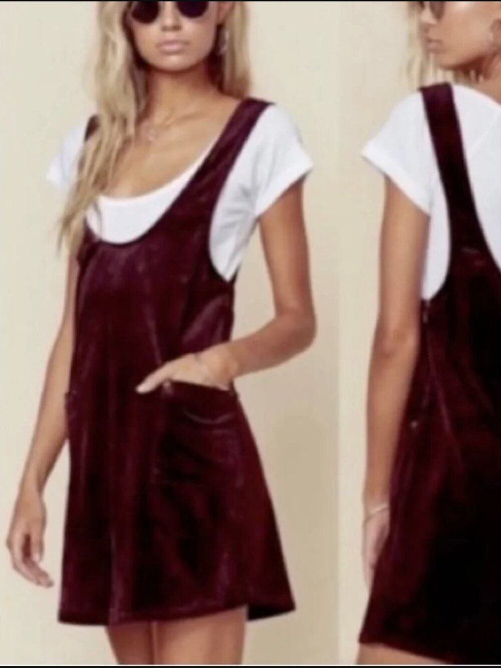 Sage the Label Burgundy Velvet Sleeveless Autumn Jumper Size Medium